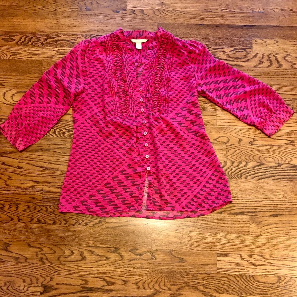 Banana Republic Pretty pink Button down sheer top